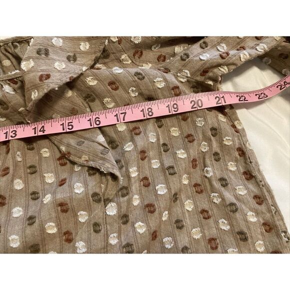 Loveriche Women Brown Polka Dot Blouse Long Sleeve with Ruffles Size Large - Picture 11 of 11